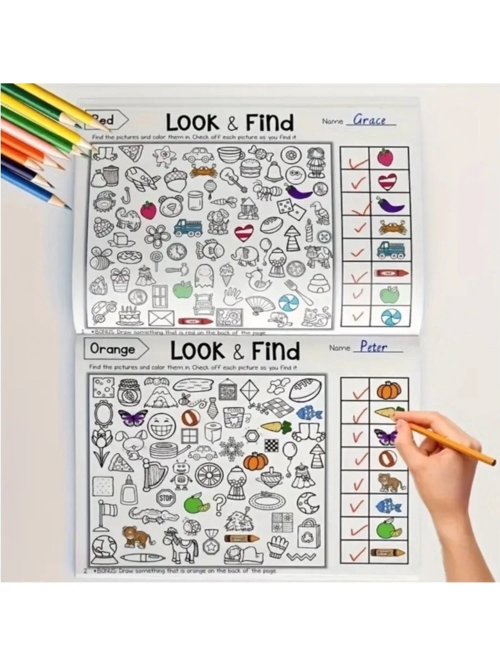 Look and find kids activity book. 32 page seek and find activity book.